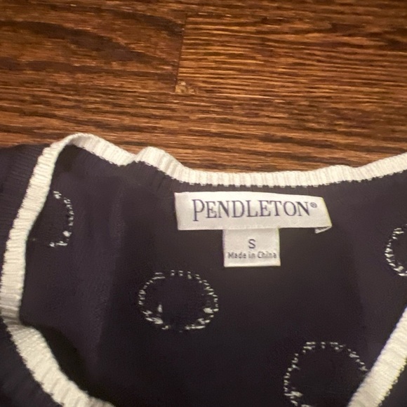 Pendleton Women’s Silk Cardigan Sweater Button Front Polka Dot Navy Blue Sz M - Picture 3 of 4